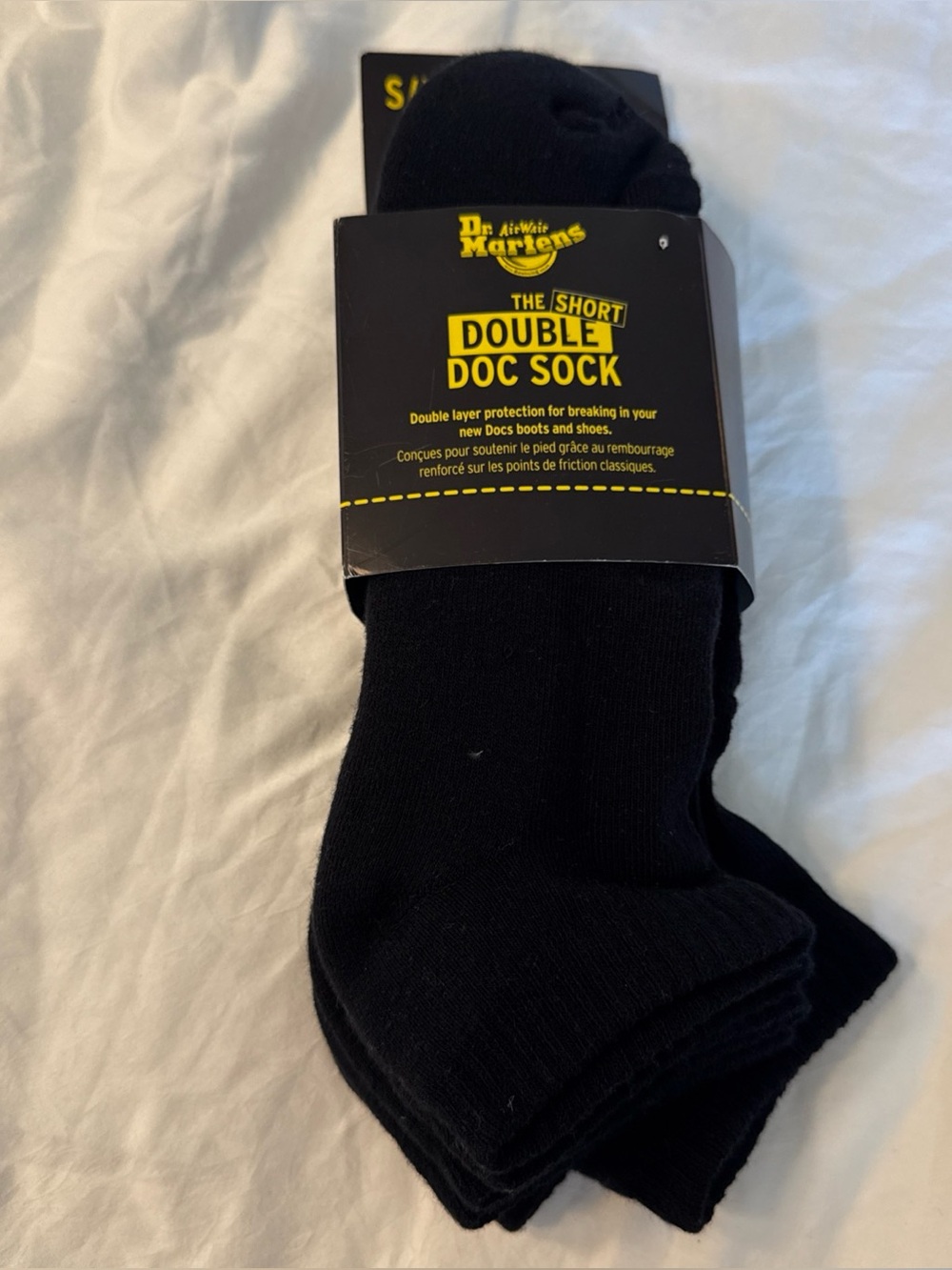 Dr Martens 3 Pack Double Doc Socks Black Short Crew Mens S/M 3-8 NWT